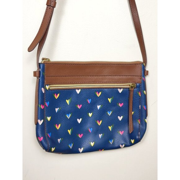 Fossil navy Felicity heart pattern crossbody bag - Picture 4 of 6